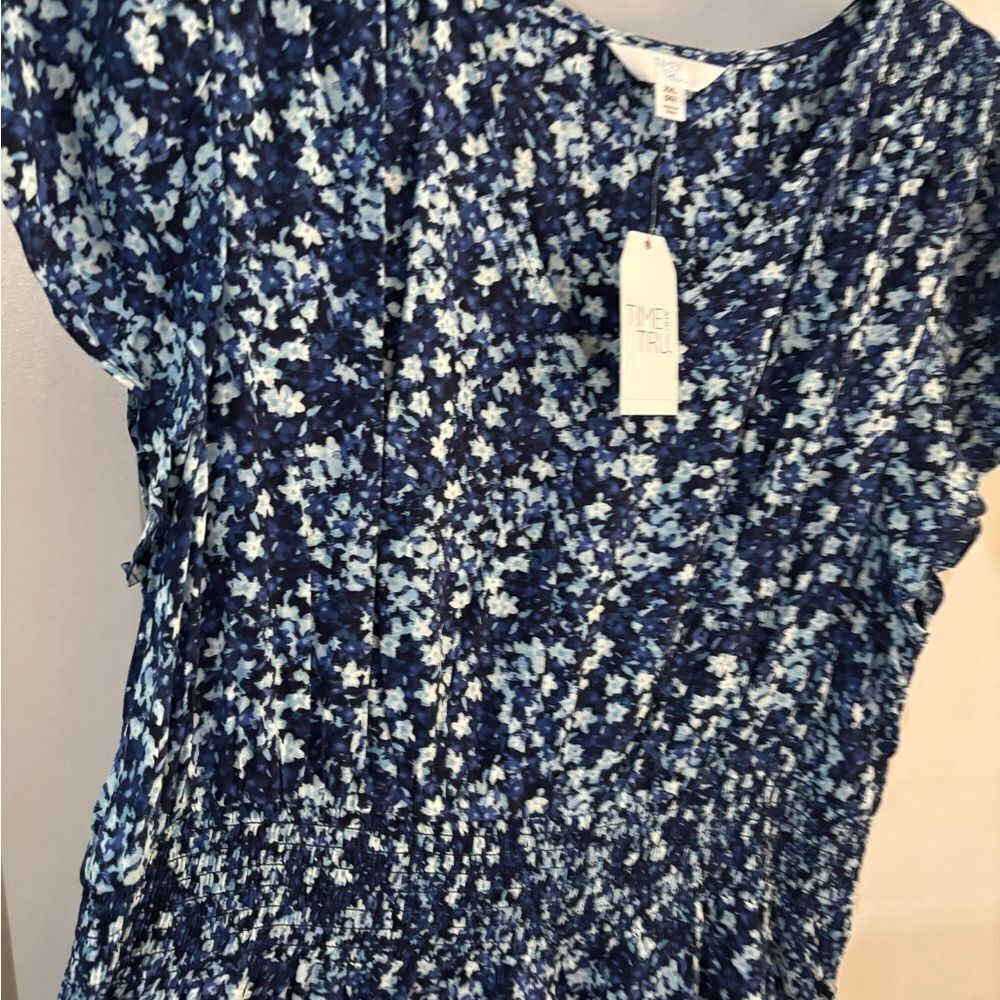 Time & Tru Floral Blue Dress Sz XXL - Picture 7 of 10
